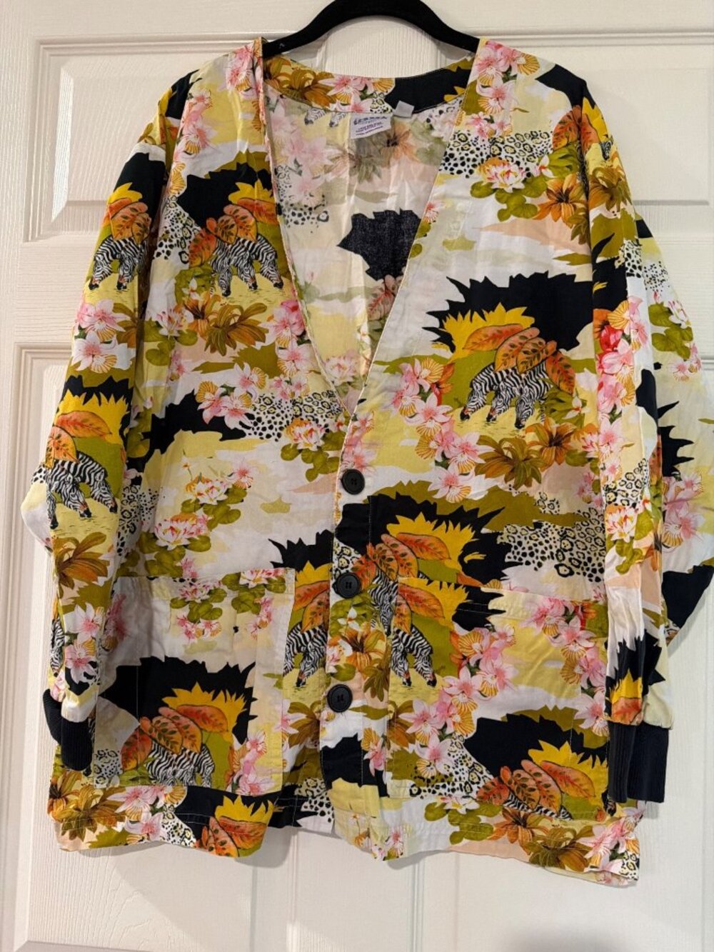 S.C.R.U.B.S. Unisex Floral & Animal Print Cotton Scrub Jacket With Pockets Medi